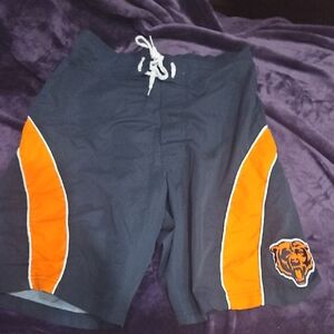 Chicago Bears Swim Shorts - Navy and Orange Large